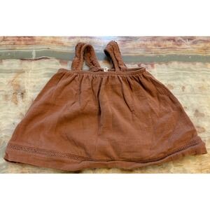 Quincy Mae Baby Girl Gauze Swing Dress Rust Brown Casual Ruffled 6-12 Months